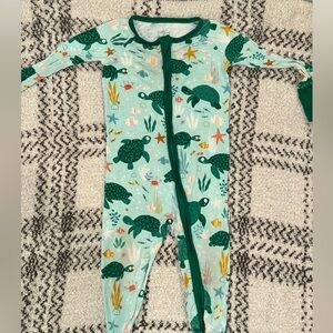 Little Sleepies Sea Turtle Footie - Green and White
